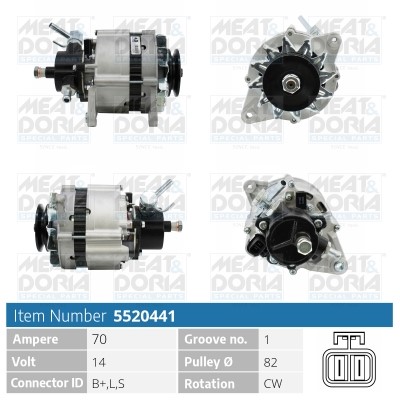 Generator 14V 70A Meat & doria 5520441 MEAT & DORIA
