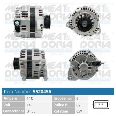 Generator 14V 110A Meat & doria 5520456 MEAT & DORIA
