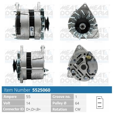 Generator 14V 55A Meat & doria 5525060 MEAT & DORIA