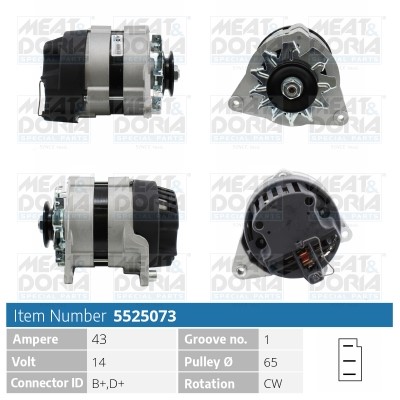 Generator 14V 43A Meat & doria 5525073 MEAT & DORIA