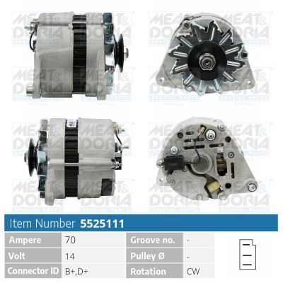 Generator 14V 70A Meat & doria 5525111 MEAT & DORIA