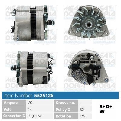 Generator 14V 70A Meat & doria 5525126 MEAT & DORIA