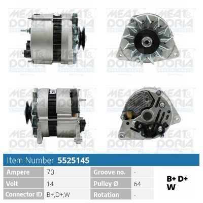 Generator 14V 70A Meat & doria 5525145 MEAT & DORIA