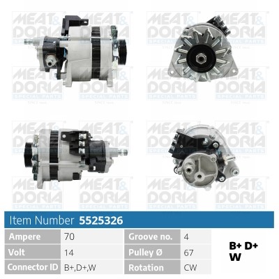 Generator 14V 70A Meat & doria 5525326 MEAT & DORIA