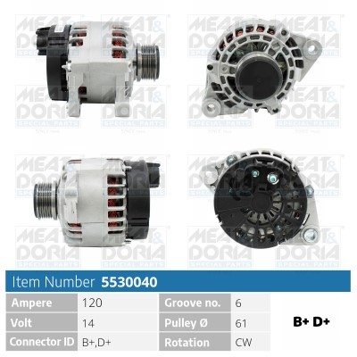 Generator 14V 120A Meat & doria 5530040 MEAT & DORIA