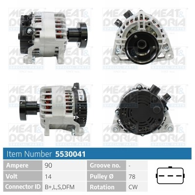 Generator 14V 90A Meat & doria 5530041 MEAT & DORIA