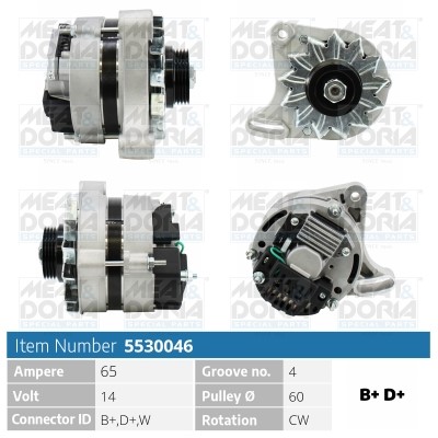 Generator 14V 65A Meat & doria 5530046 MEAT & DORIA
