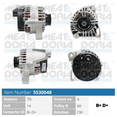 Generator 14V 70A Meat & doria 5530048 MEAT & DORIA