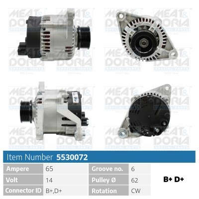Generator 14V 65A Meat & doria 5530072 MEAT & DORIA