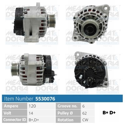 Generator 14V 120A Meat & doria 5530076 MEAT & DORIA