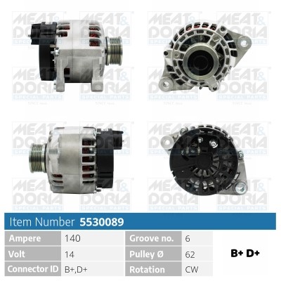 Generator 14V 140A Meat & doria 5530089 MEAT & DORIA