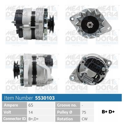 Generator 14V 65A Meat & doria 5530103 MEAT & DORIA