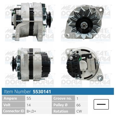 Generator 14V 55A Meat & doria 5530141 MEAT & DORIA