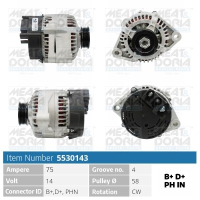 Generator 14V 75A Meat & doria 5530143 MEAT & DORIA