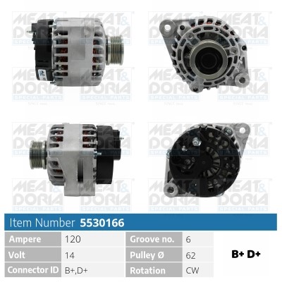 Generator 14V 120A Meat & doria 5530166 MEAT & DORIA