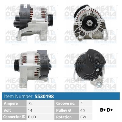 Generator 14V 75A Meat & doria 5530198 MEAT & DORIA
