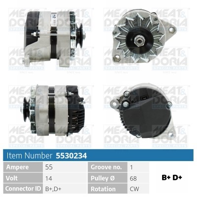 Generator 14V 55A Meat & doria 5530234 MEAT & DORIA