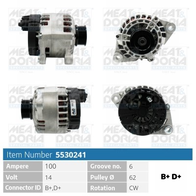 Generator 14V 100A Meat & doria 5530241 MEAT & DORIA