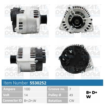 Generator 14V 100A Meat & doria 5530252 MEAT & DORIA
