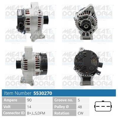 Generator 14V 90A Meat & doria 5530270 MEAT & DORIA