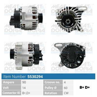 Generator 14V 90A Meat & doria 5530294 MEAT & DORIA