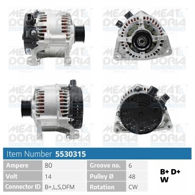 Generator 14V 80A Meat & doria 5530315 MEAT & DORIA