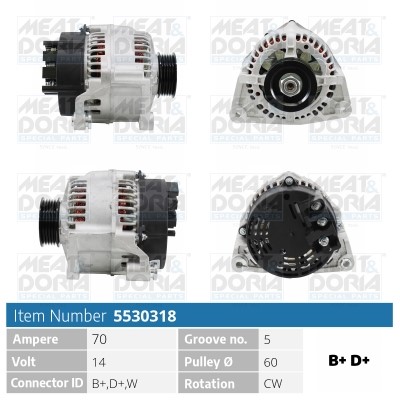 Generator 14V 70A Meat & doria 5530318 MEAT & DORIA