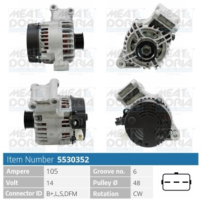 Generator 14V 105A Meat & doria 5530352 MEAT & DORIA