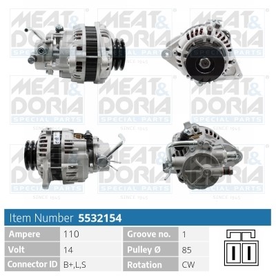 Generator 14V 110A Meat & doria 5532154 MEAT & DORIA