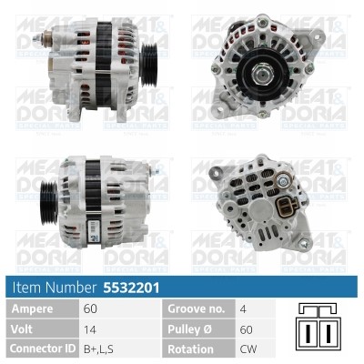 Generator 14V 60A Meat & doria 5532201 MEAT & DORIA