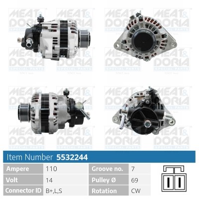 Generator 14V 110A Meat & doria 5532244 MEAT & DORIA