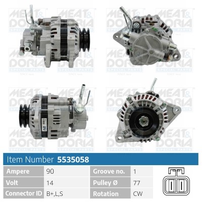 Generator 14V 90A Meat & doria 5535058 MEAT & DORIA