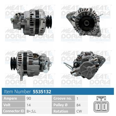 Generator 14V 90A Meat & doria 5535132 MEAT & DORIA