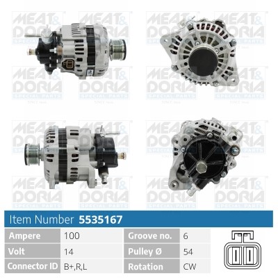 Generator 14V 100A Meat & doria 5535167 MEAT & DORIA