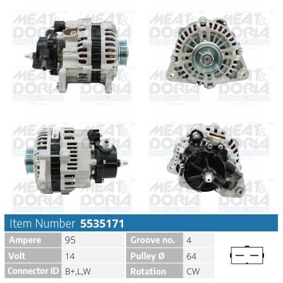 Generator 14V 95A Meat & doria 5535171 MEAT & DORIA
