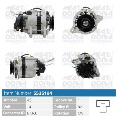 Generator 14V 45A Meat & doria 5535194 MEAT & DORIA