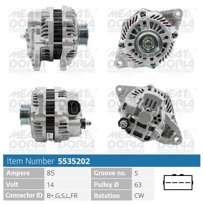 Generator 14V 85A Meat & doria 5535202 MEAT & DORIA