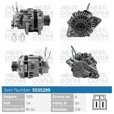 Generator 14V 105A Meat & doria 5535209 MEAT & DORIA