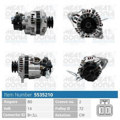 Generator 14V 80A Meat & doria 5535210 MEAT & DORIA
