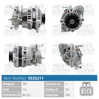 Generator 14V 70A Meat & doria 5535211 MEAT & DORIA