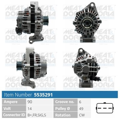 Generator 14V 90A Meat & doria 5535291 MEAT & DORIA