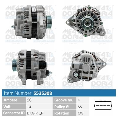 Generator 14V 90A Meat & doria 5535308 MEAT & DORIA