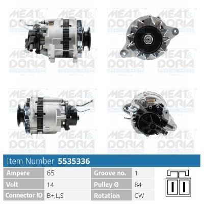 Generator 14V 65A Meat & doria 5535336 MEAT & DORIA