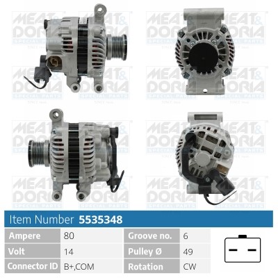 Generator 14V 80A Meat & doria 5535348 MEAT & DORIA