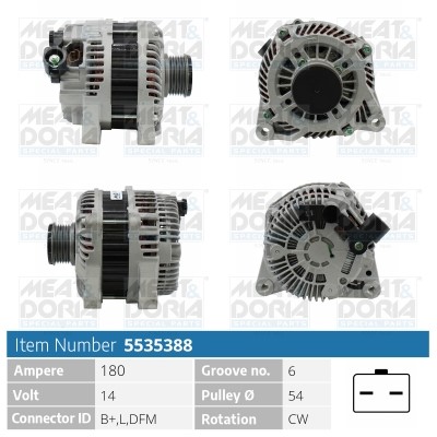 Generator 14V 180A Meat & doria 5535388 MEAT & DORIA