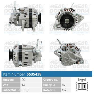 Generator 14V 90A Meat & doria 5535438 MEAT & DORIA