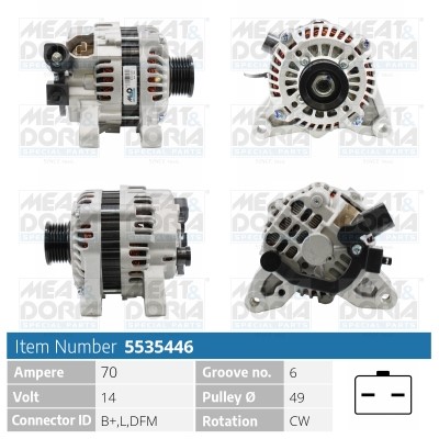 Generator 14V 70A Meat & doria 5535446 MEAT & DORIA