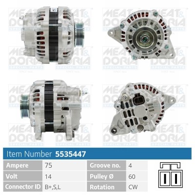 Generator 14V 75A Meat & doria 5535447 MEAT & DORIA