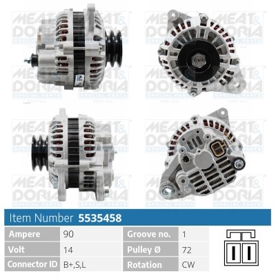 Generator 14V 90A Meat & doria 5535458 MEAT & DORIA