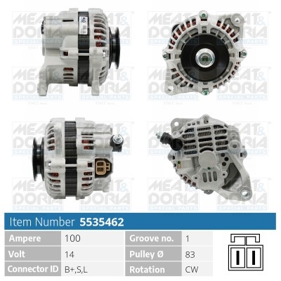 Generator 14V 100A Meat & doria 5535462 MEAT & DORIA